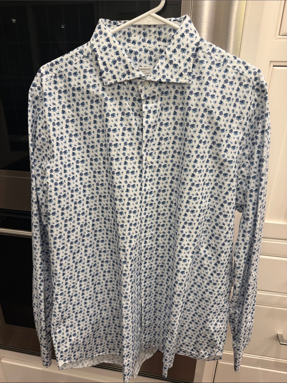 Borriello Napoli Men's Blue Floral Long-Sleeve Button-Up Shirt